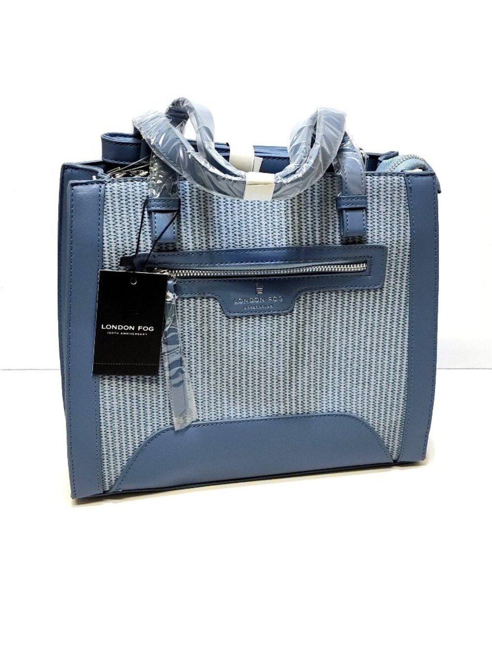 London Fog Mia 100th Anniversary Texture Woven Satchel Handbag LFS25418-WDDM NWT